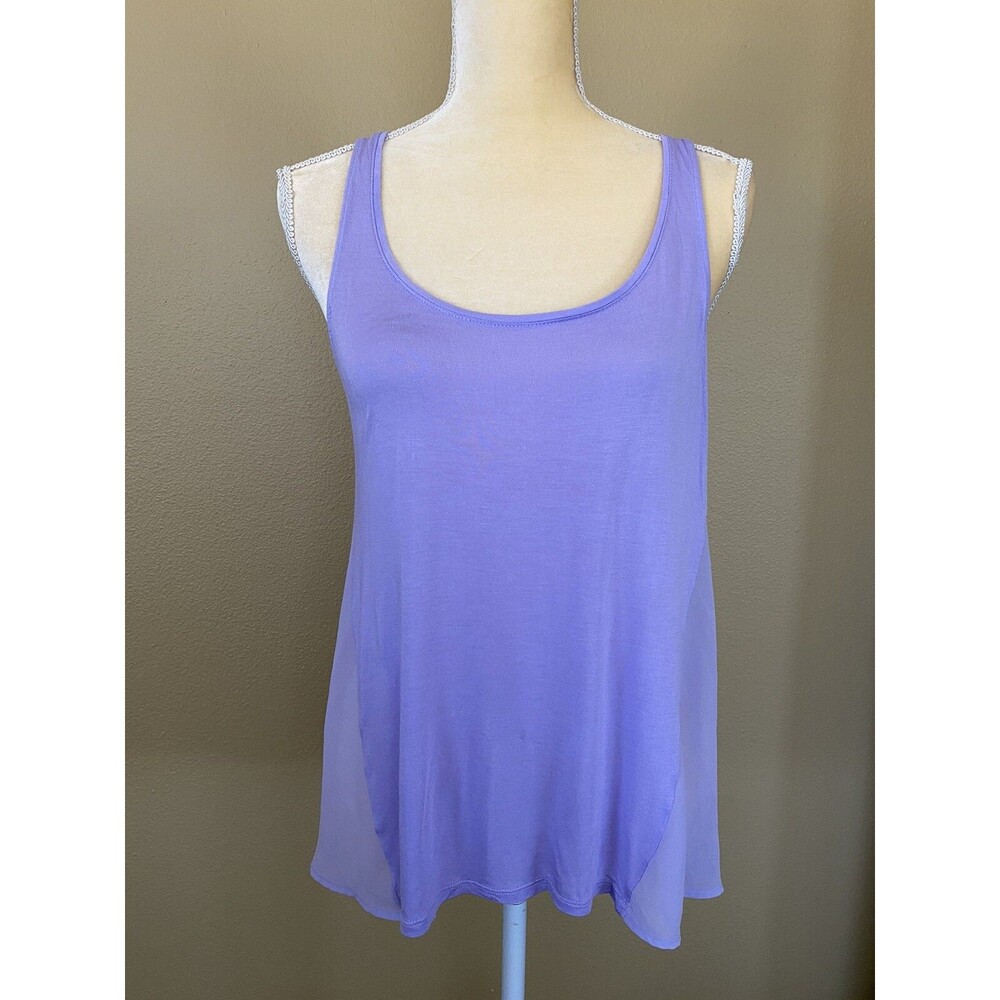 Ambiance Apparel Womens Racerback Semi Sheer Lavender Top SZ M